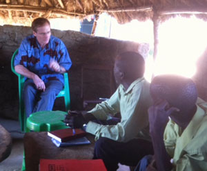 Talking with the officers in Angole-Kyere