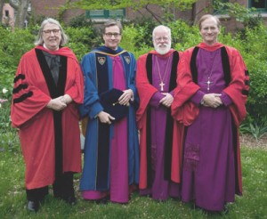 l to r, The Rev Carol Anderson, Dean Patrick Malloy, Bp. Andrew Dietsche and moi.
