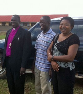 The school at Achetgwen  L to R Bp George Erwau, headmaster, William, Angella